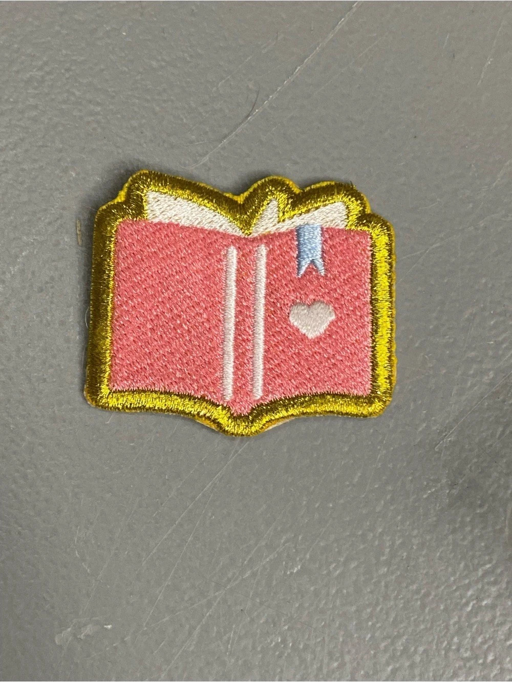 Stoney Clover Lane Embroidered Book Patch in Pink & Gold